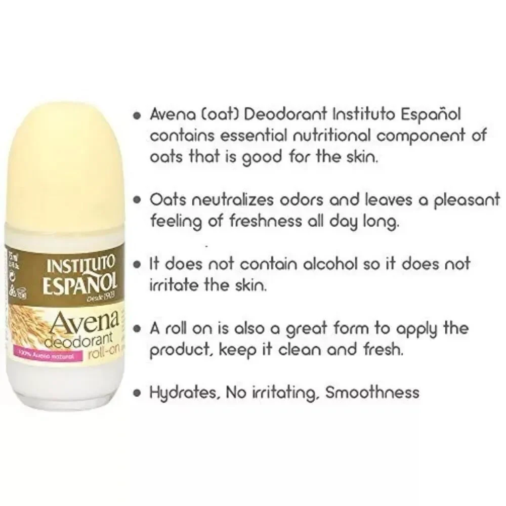 NWT 2 Pack Avena Long Lasting 24 Hours 100% Natural Roll-On Oats Deodorant